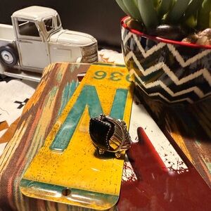 A22 Handcrafted Black Onyx Ring in a 92.5% Silver Setting